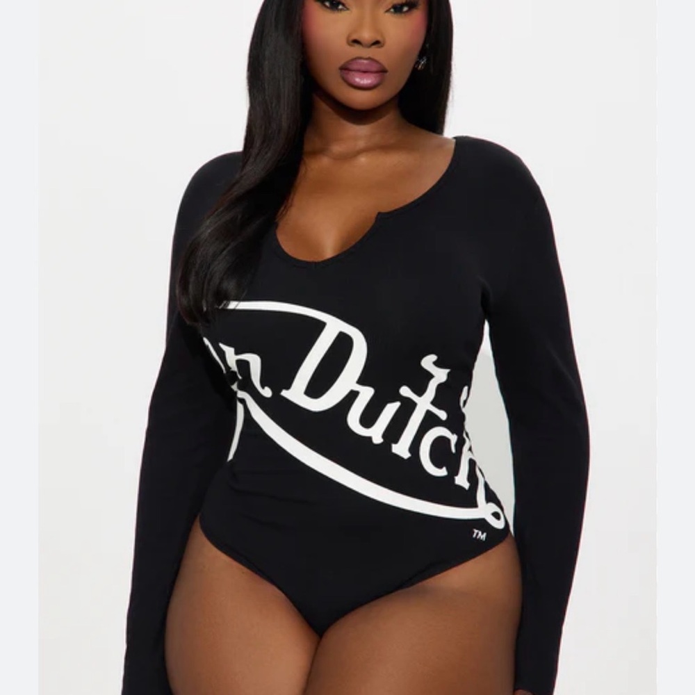 Von Dutch Black and White Logo Bodysuit